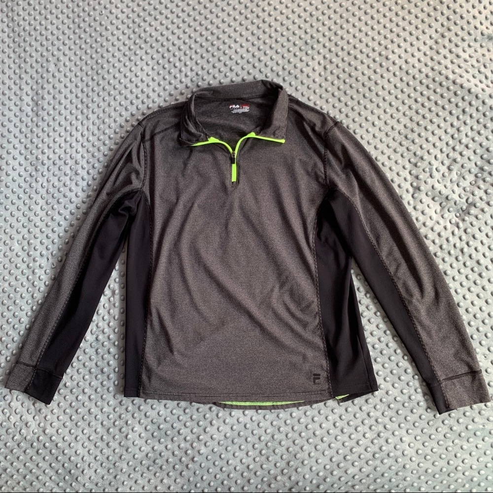 Fila Gray & Black Lightweight Quarter-Zip Jacket - Men’s - Large